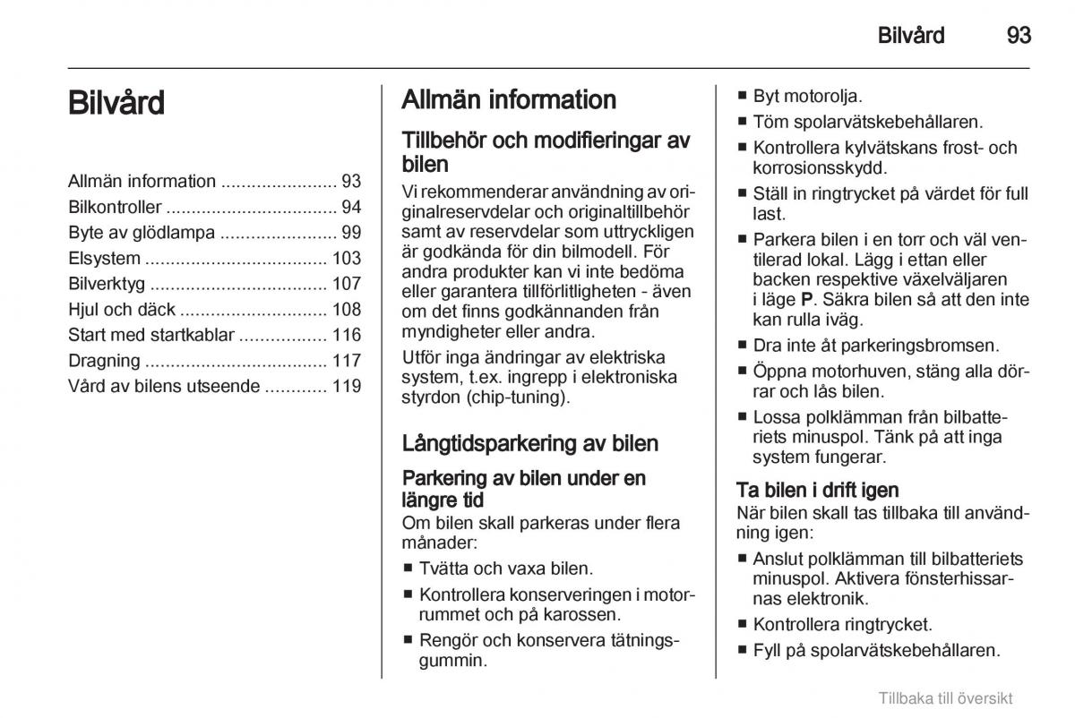 Opel Agila B instruktionsbok / page 93