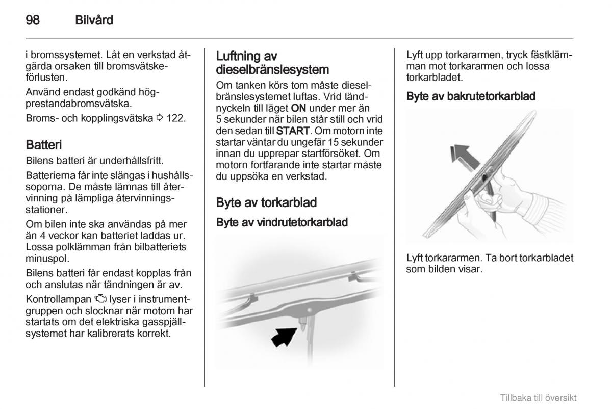 Opel Agila B instruktionsbok / page 98