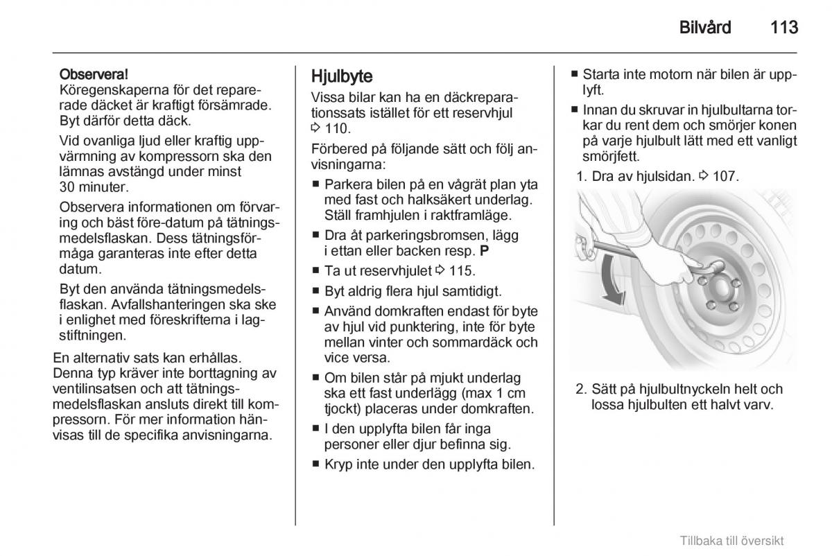 Opel Agila B instruktionsbok / page 113