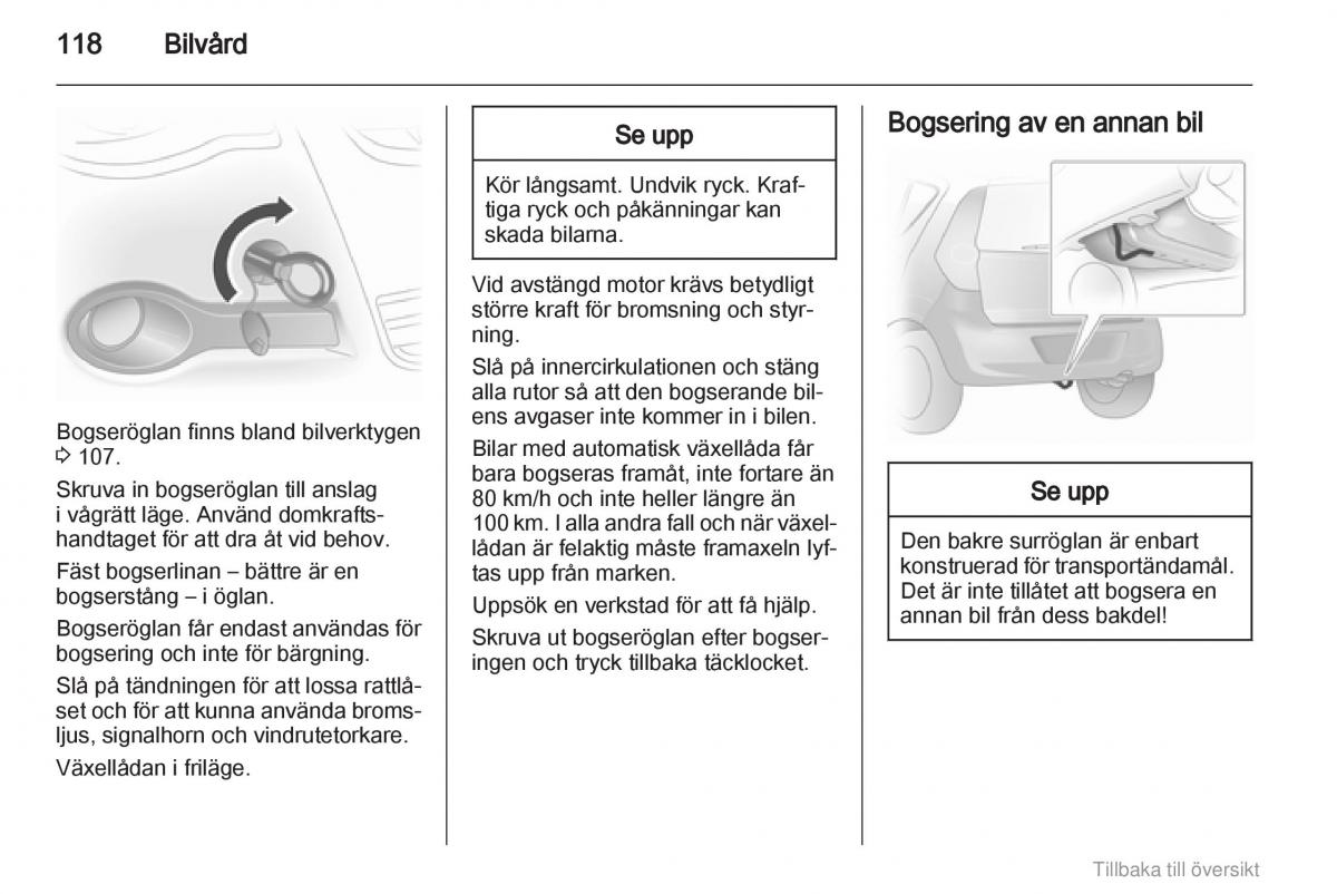 Opel Agila B instruktionsbok / page 118