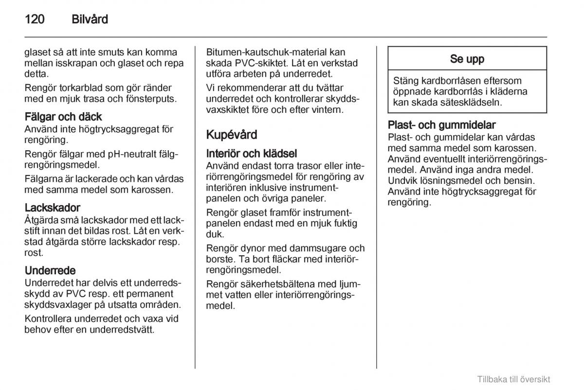 Opel Agila B instruktionsbok / page 120