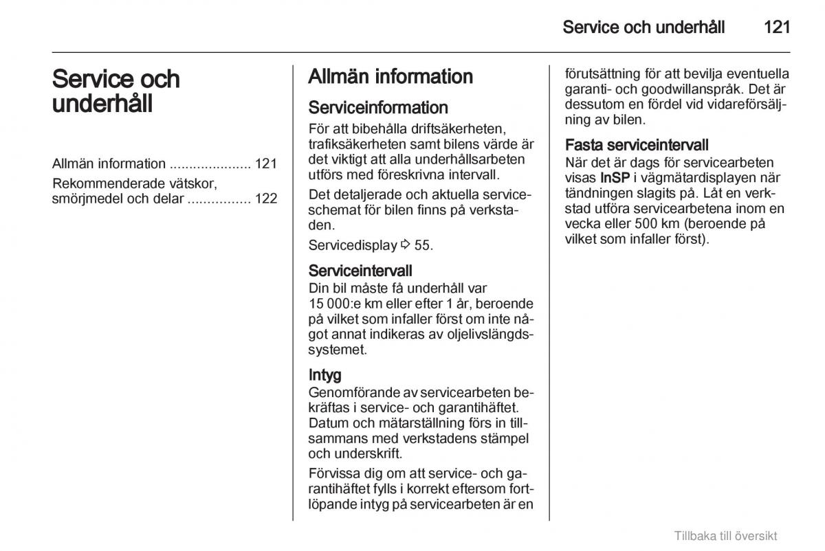 Opel Agila B instruktionsbok / page 121