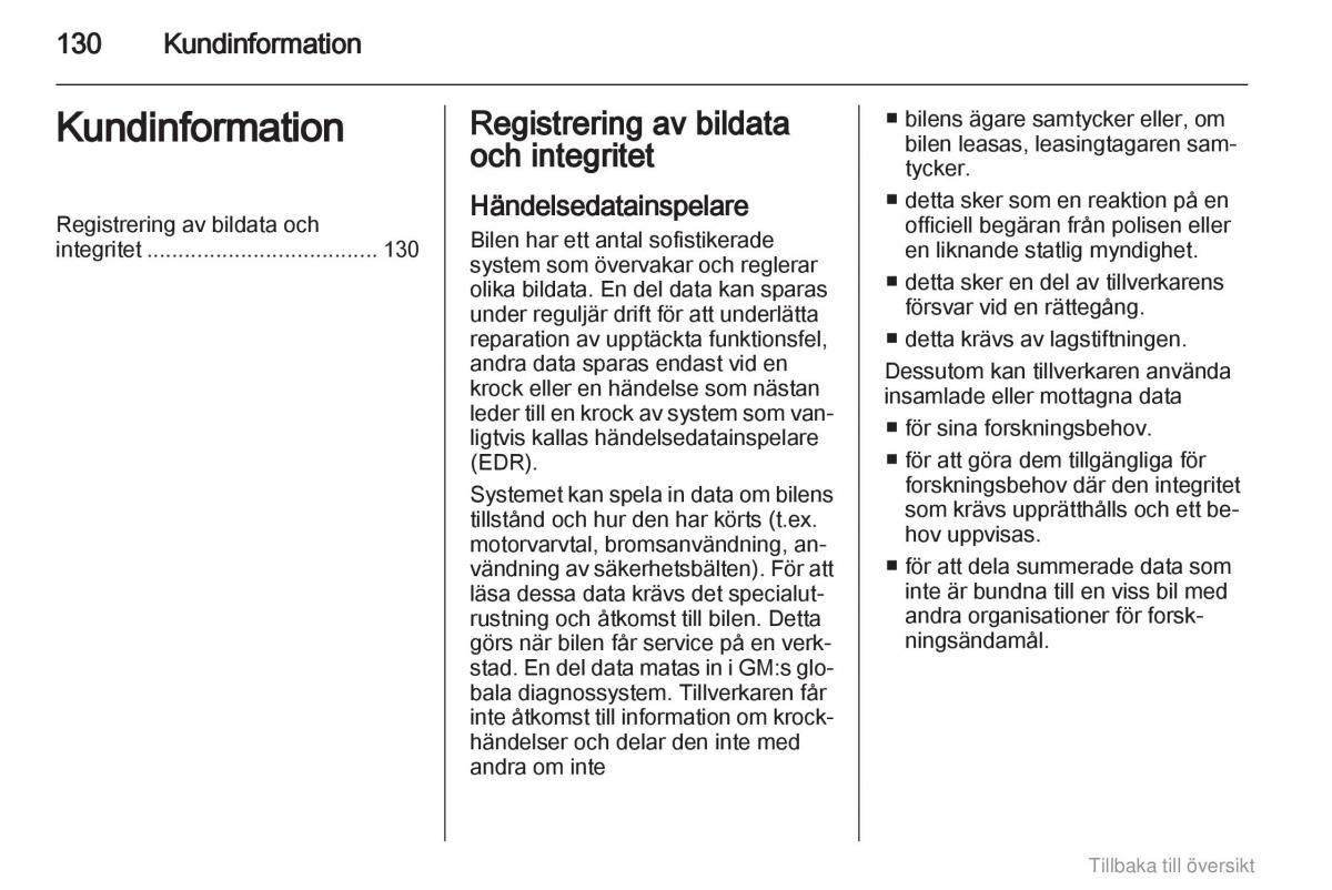 Opel Agila B instruktionsbok / page 130