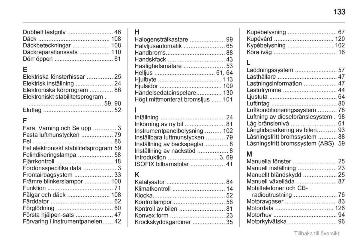 Opel Agila B instruktionsbok / page 133