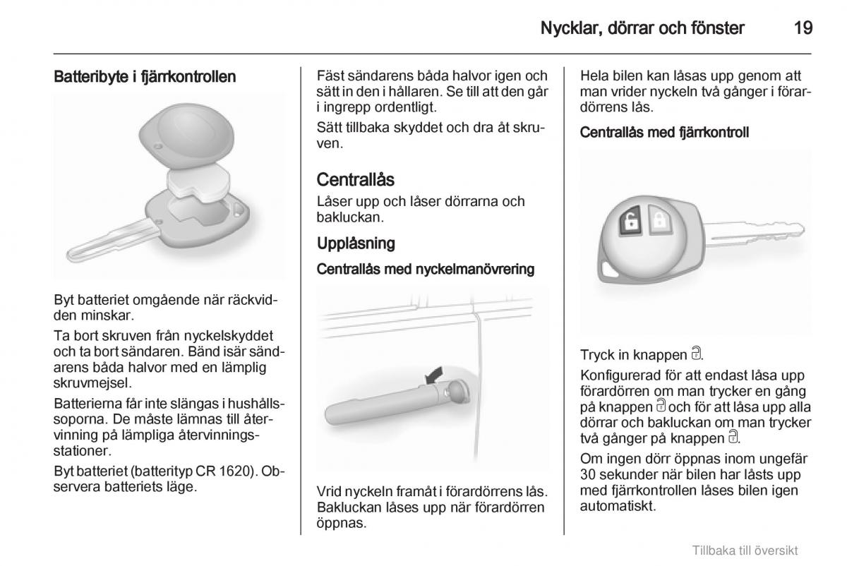 Opel Agila B instruktionsbok / page 19