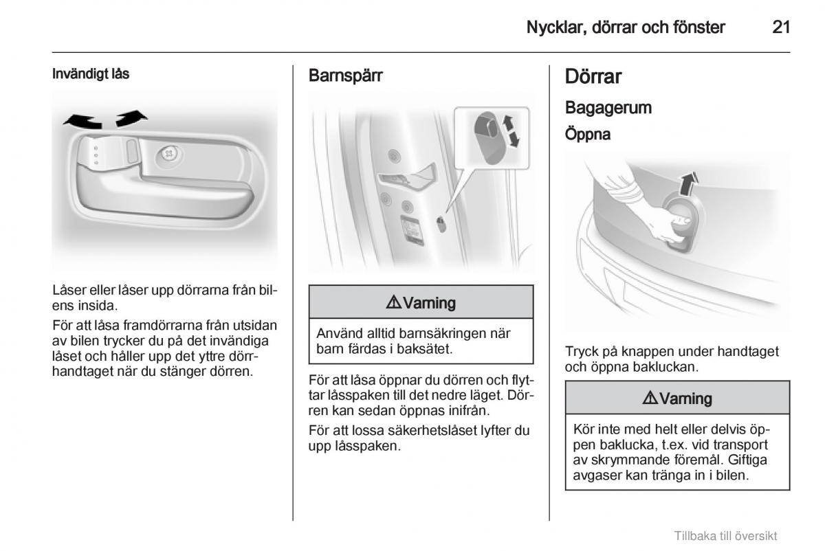 Opel Agila B instruktionsbok / page 21