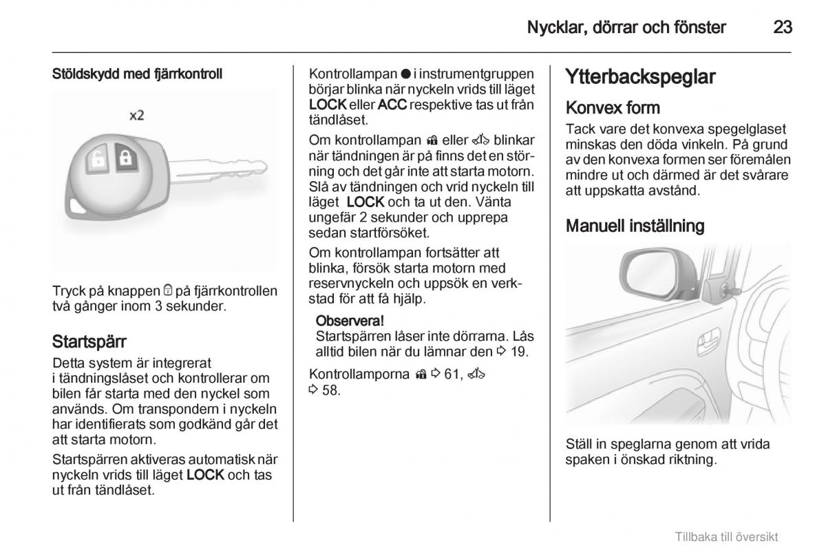 Opel Agila B instruktionsbok / page 23