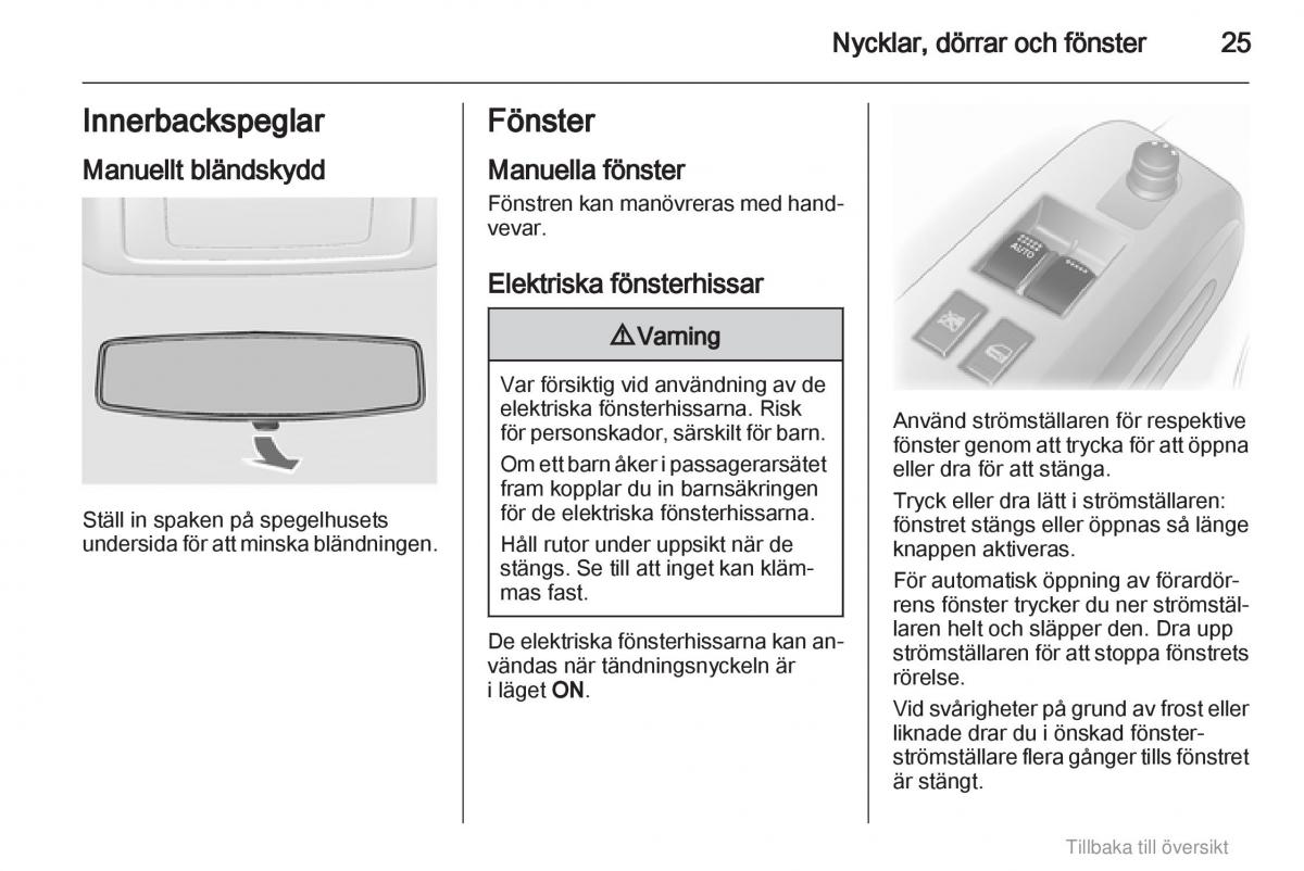 Opel Agila B instruktionsbok / page 25