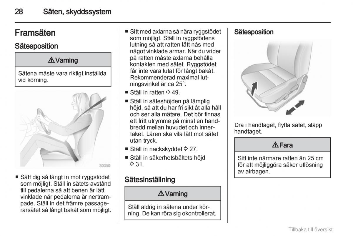 Opel Agila B instruktionsbok / page 28