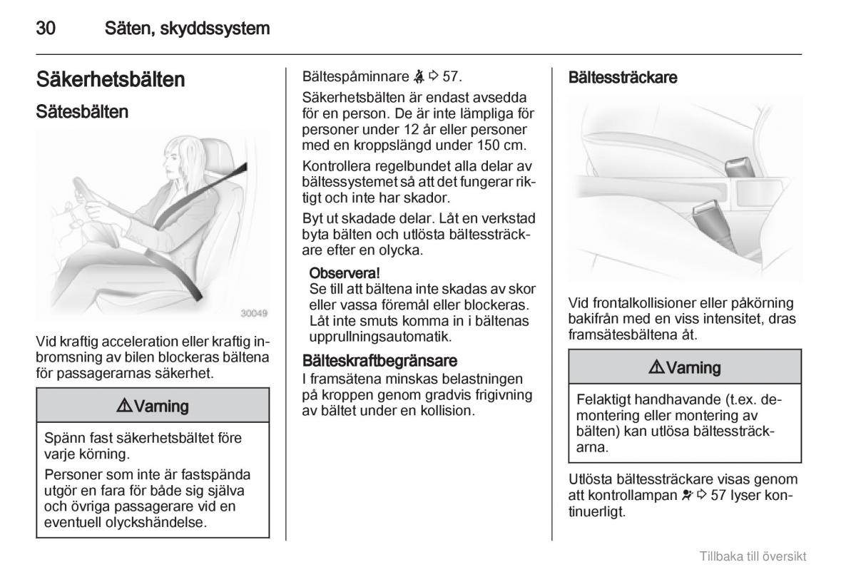 Opel Agila B instruktionsbok / page 30