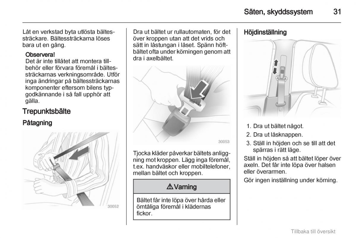 Opel Agila B instruktionsbok / page 31