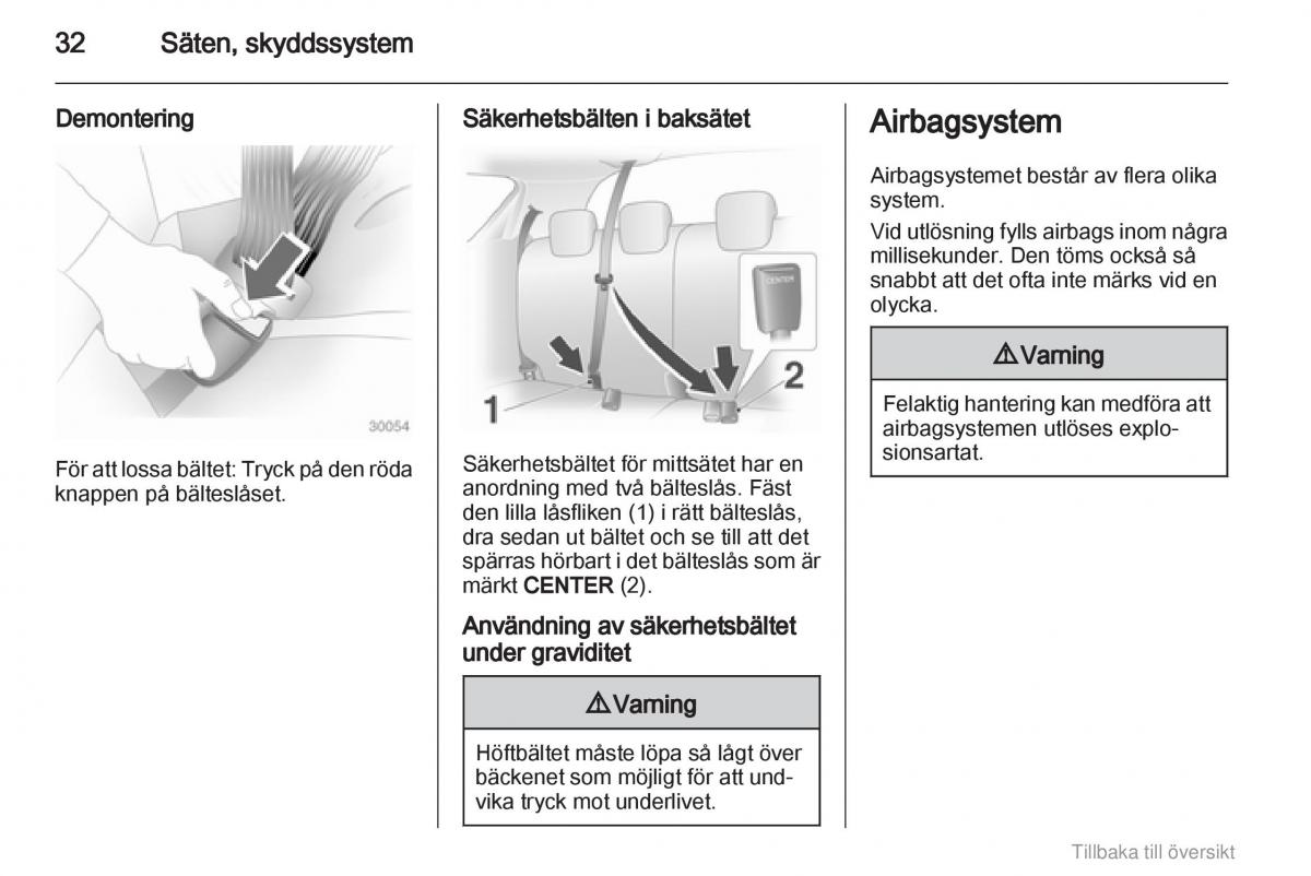 Opel Agila B instruktionsbok / page 32