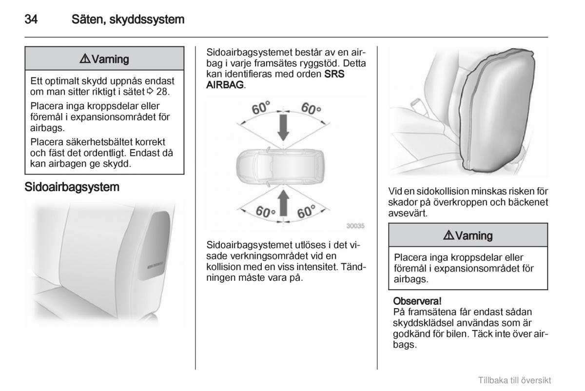 Opel Agila B instruktionsbok / page 34