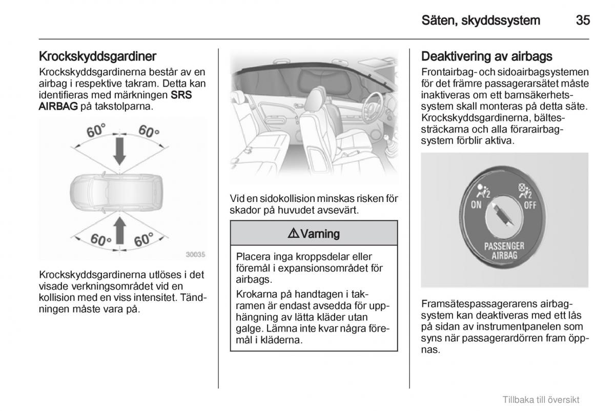 Opel Agila B instruktionsbok / page 35