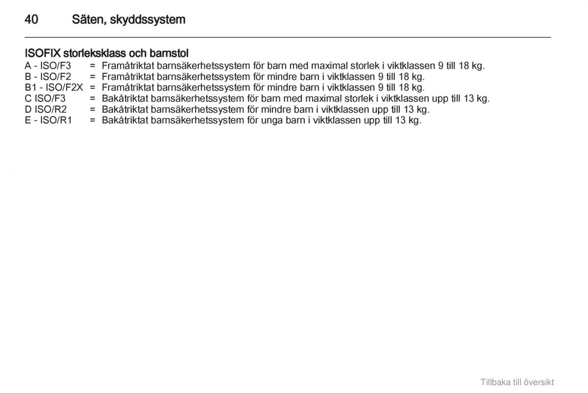 Opel Agila B instruktionsbok / page 40