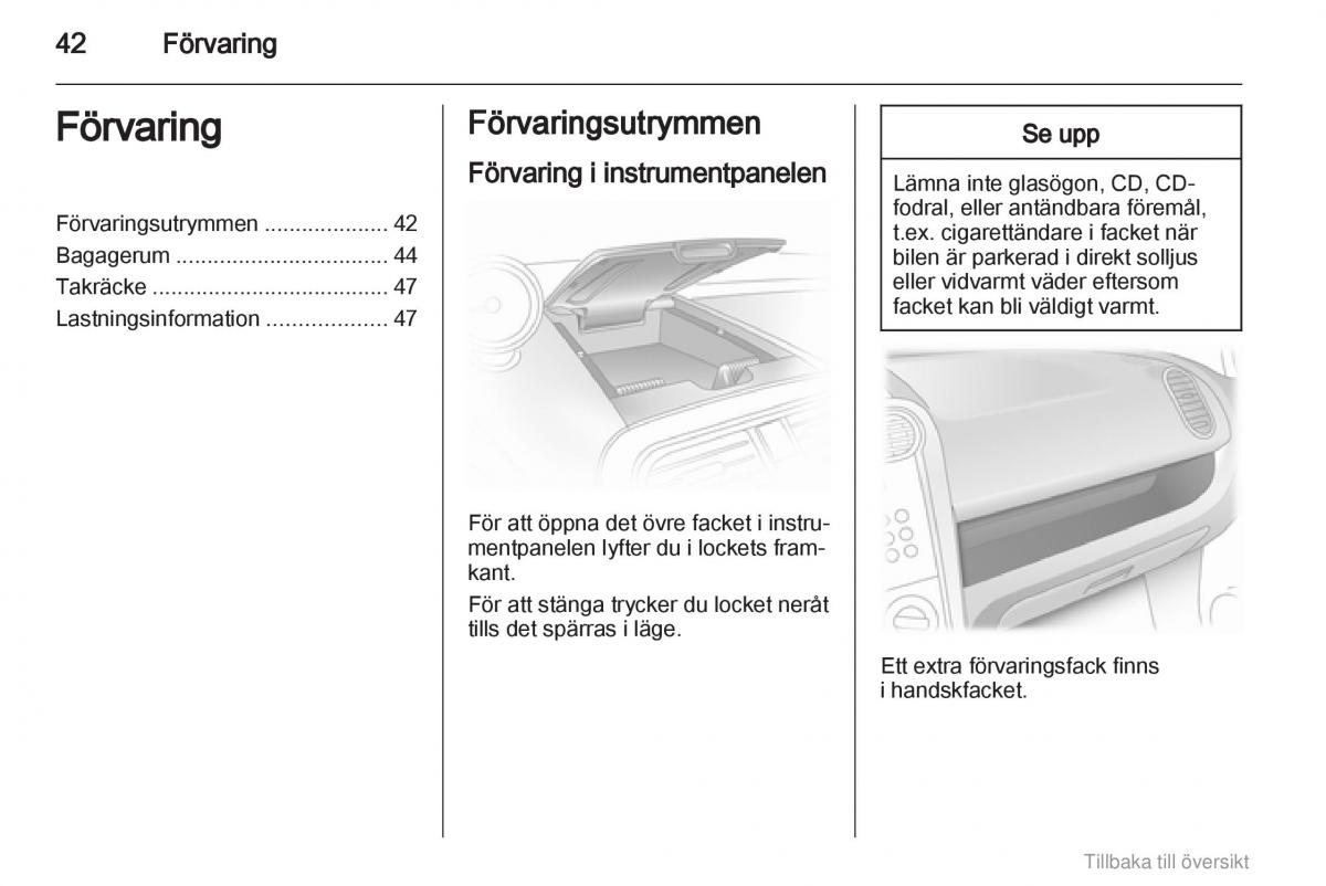 Opel Agila B instruktionsbok / page 42