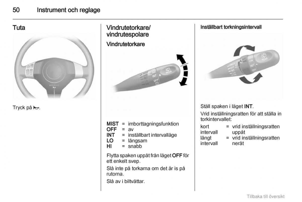 Opel Agila B instruktionsbok / page 50