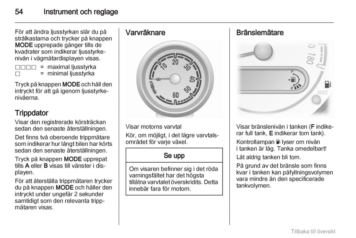 Opel Agila B instruktionsbok / page 54