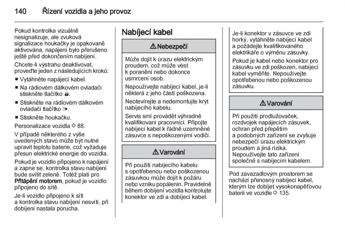 Opel Ampera navod k obsludze / page 142