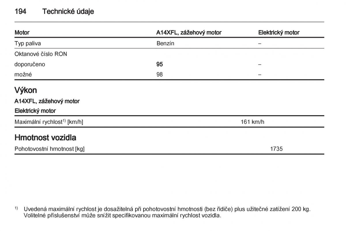 Opel Ampera navod k obsludze / page 196