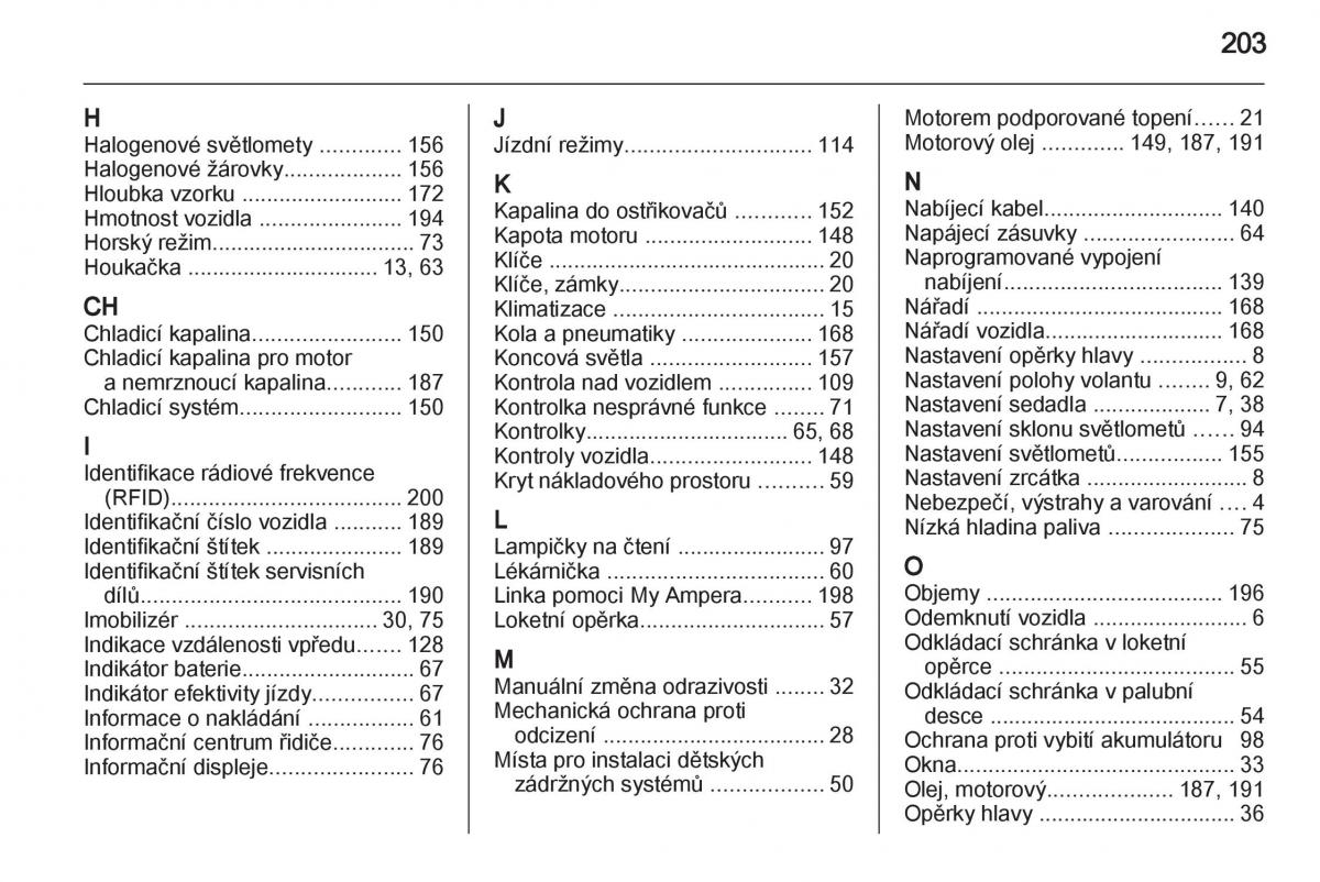 Opel Ampera navod k obsludze / page 205