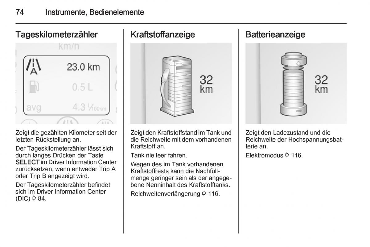 Opel Ampera Handbuch / page 76