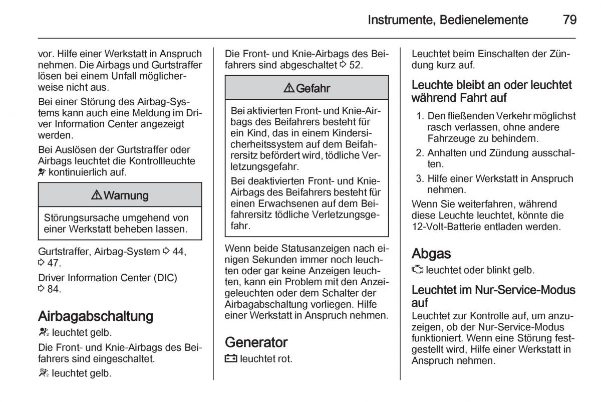 Opel Ampera Handbuch / page 81