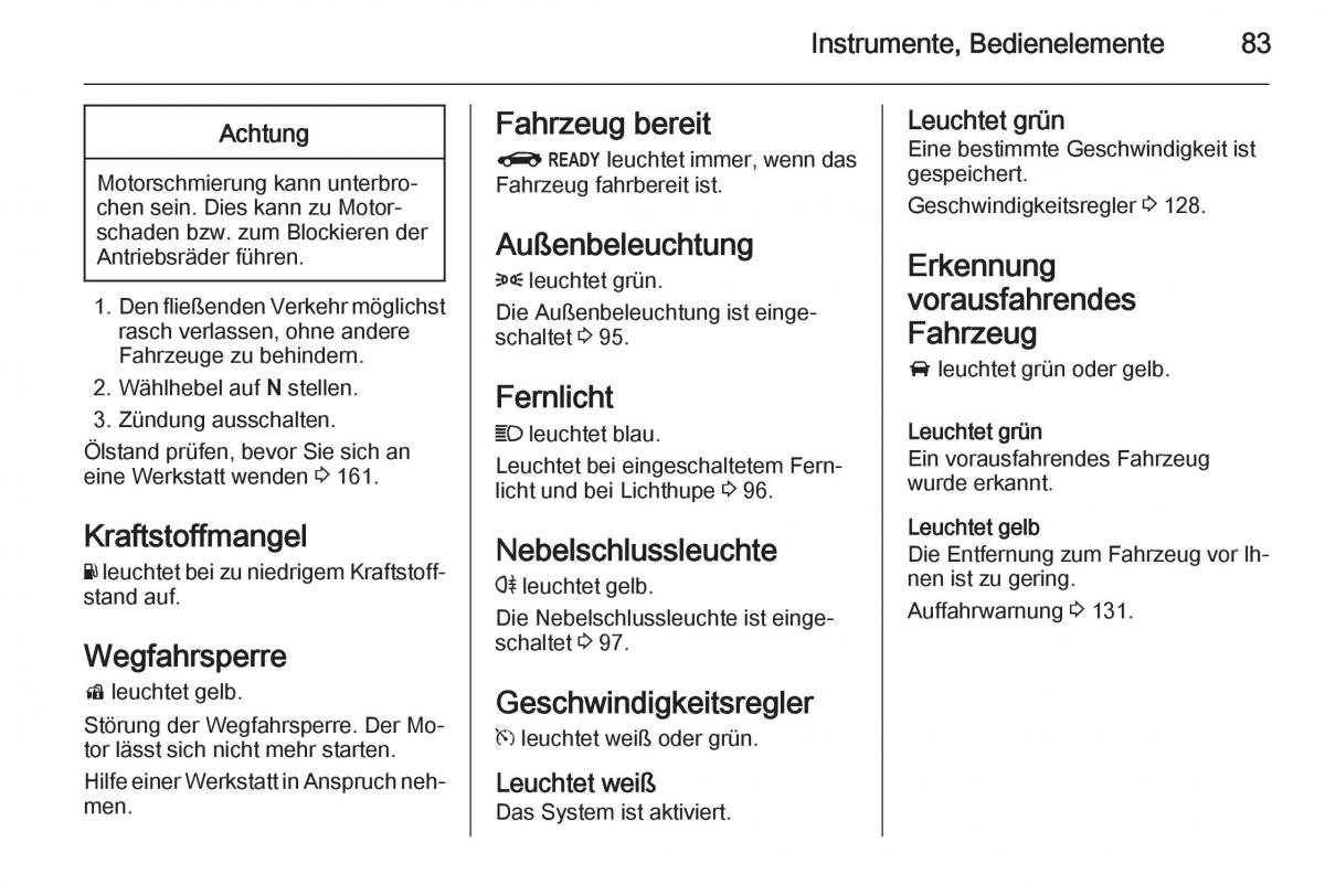 Opel Ampera Handbuch / page 85