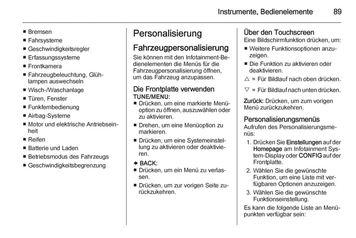 Opel Ampera Handbuch / page 91