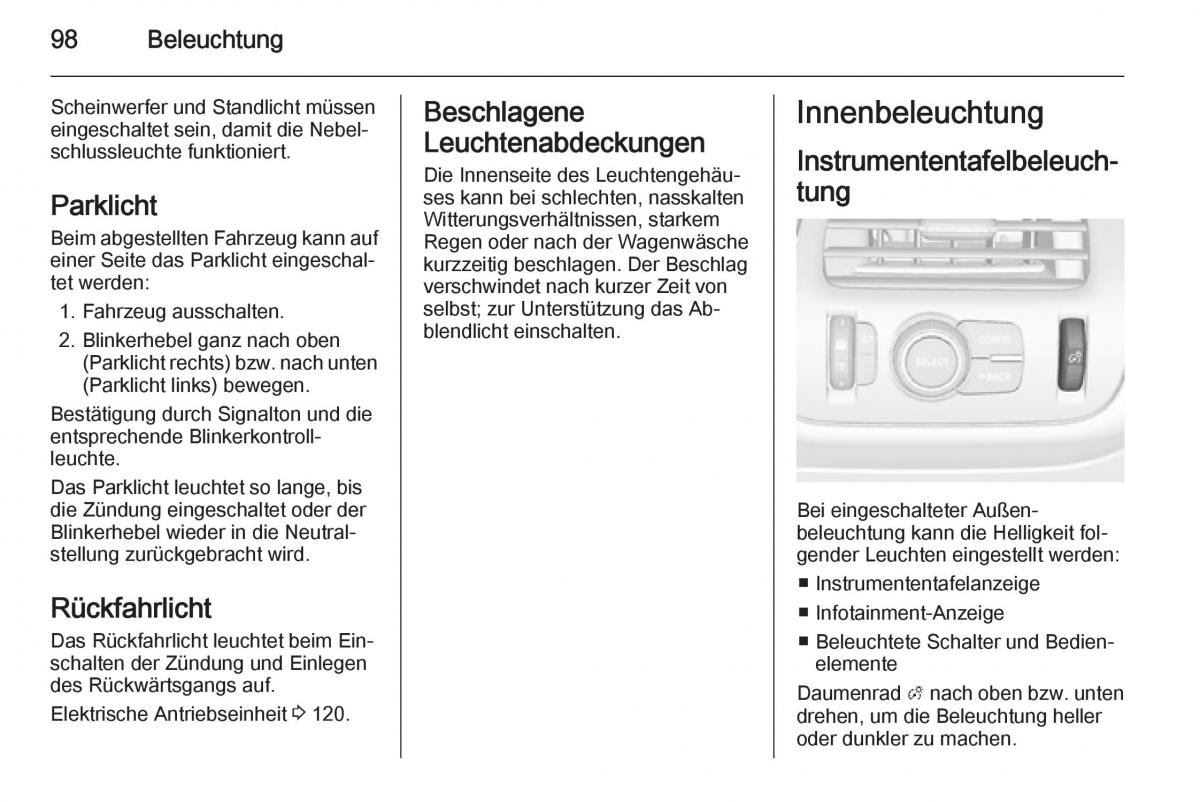 Opel Ampera Handbuch / page 100