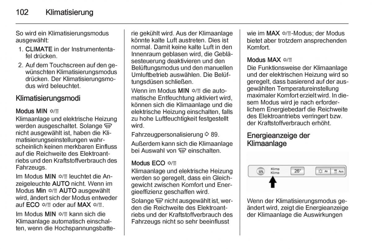 Opel Ampera Handbuch / page 104