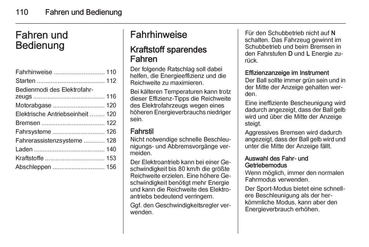 Opel Ampera Handbuch / page 112