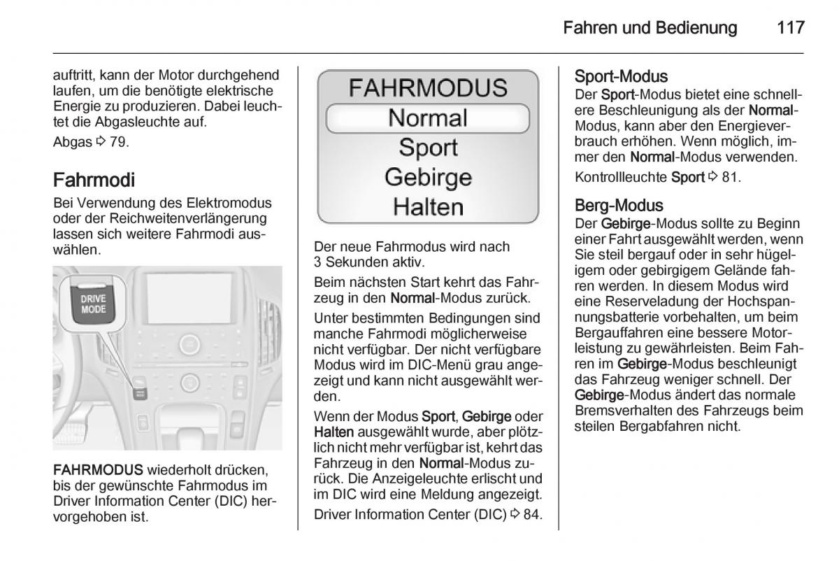 Opel Ampera Handbuch / page 119