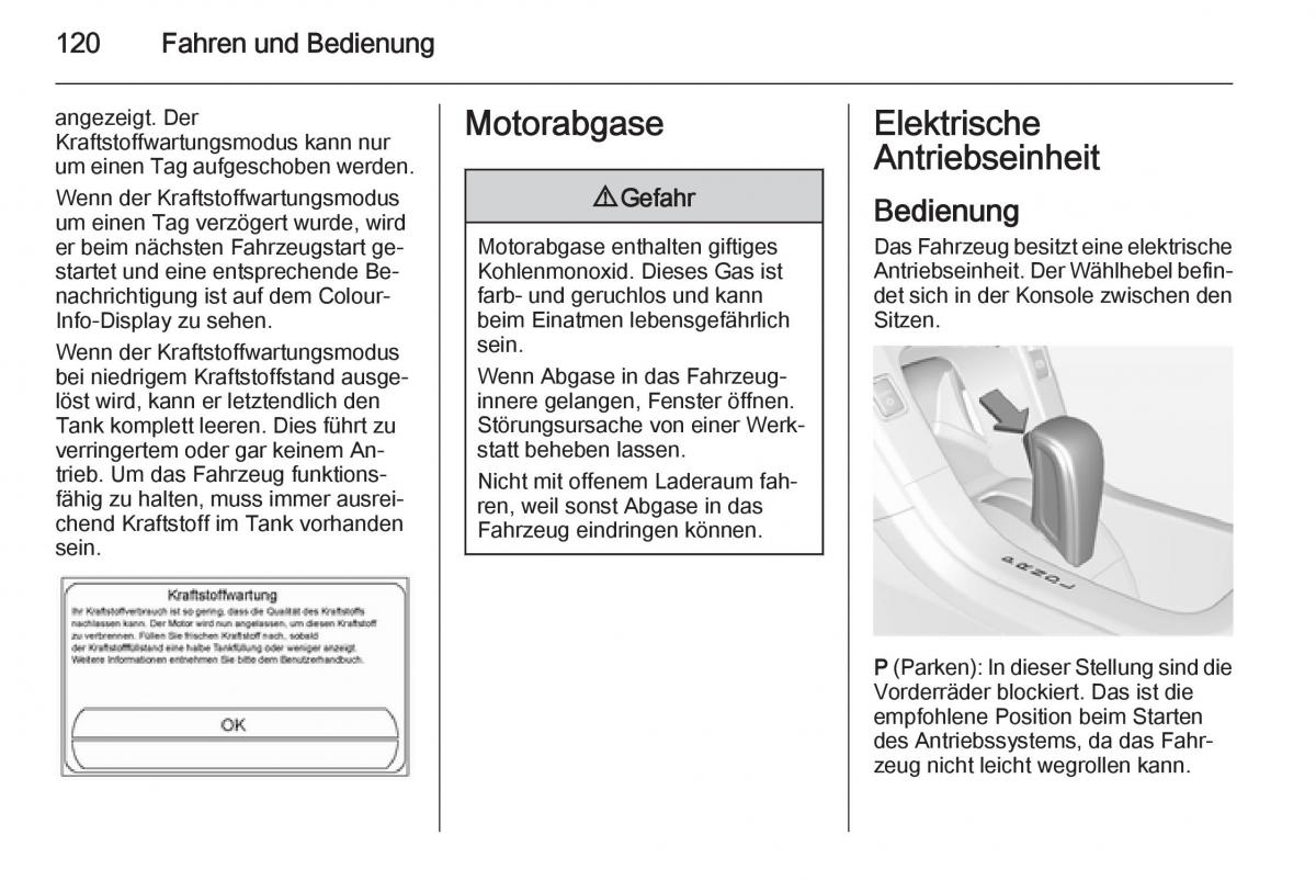 Opel Ampera Handbuch / page 122