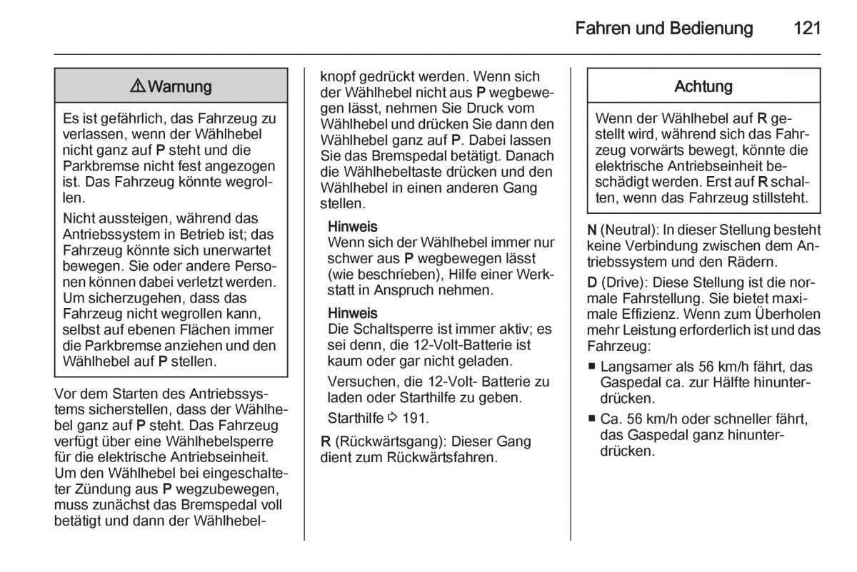 Opel Ampera Handbuch / page 123