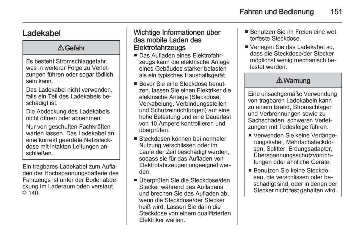 Opel Ampera Handbuch / page 153