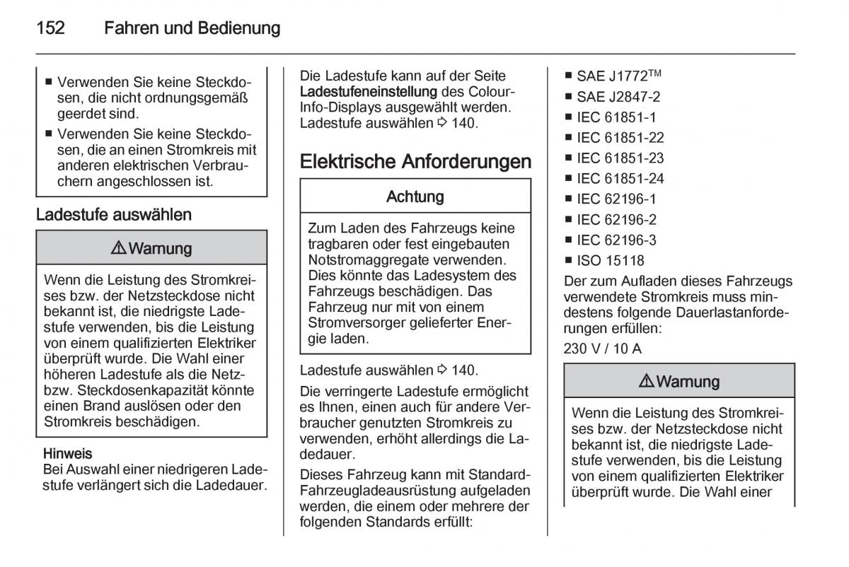 Opel Ampera Handbuch / page 154