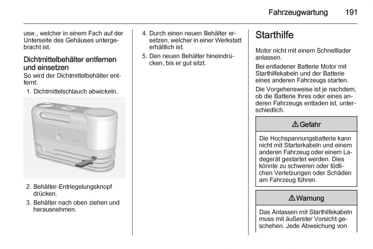 Opel Ampera Handbuch / page 193