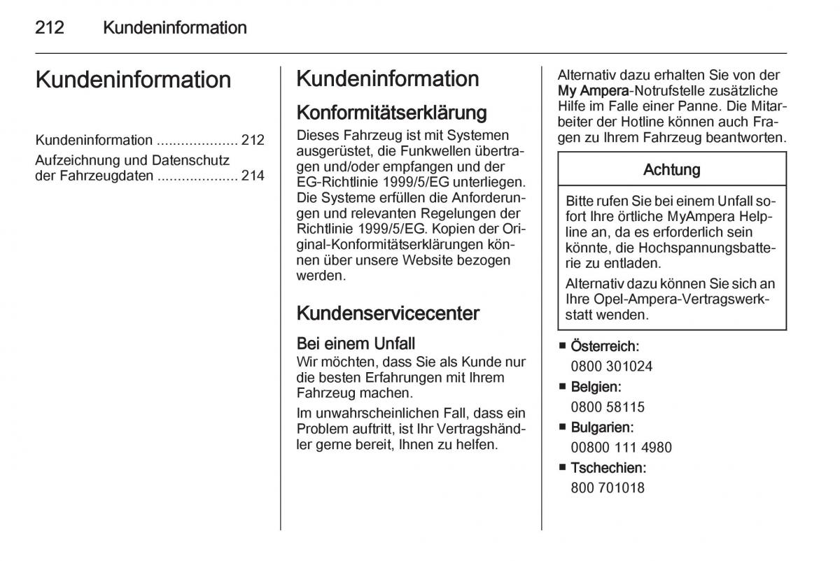 Opel Ampera Handbuch / page 214