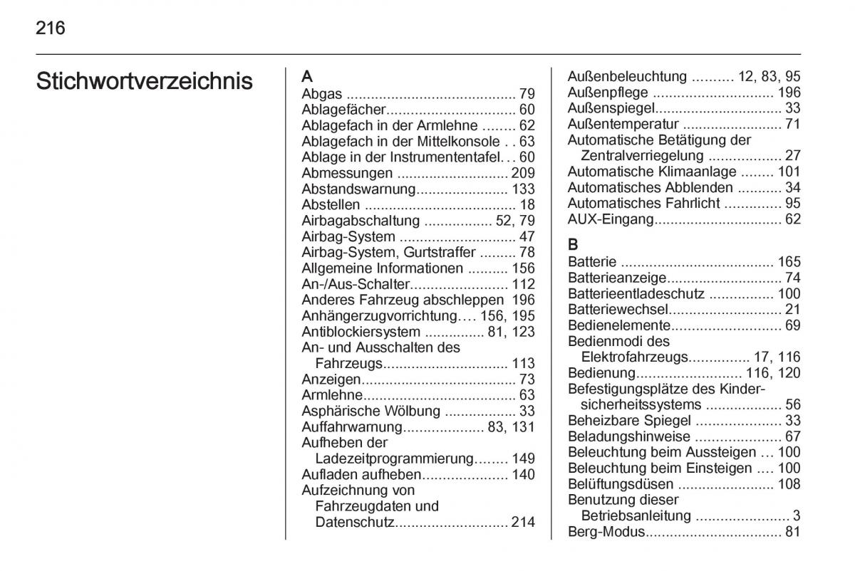 Opel Ampera Handbuch / page 218