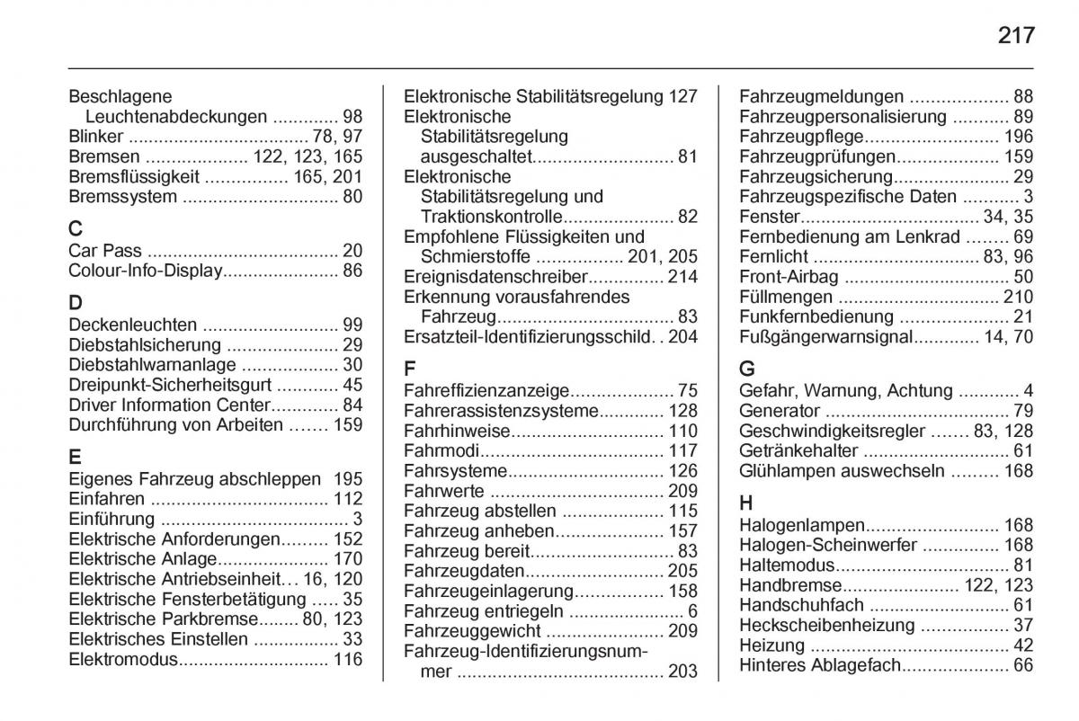 Opel Ampera Handbuch / page 219