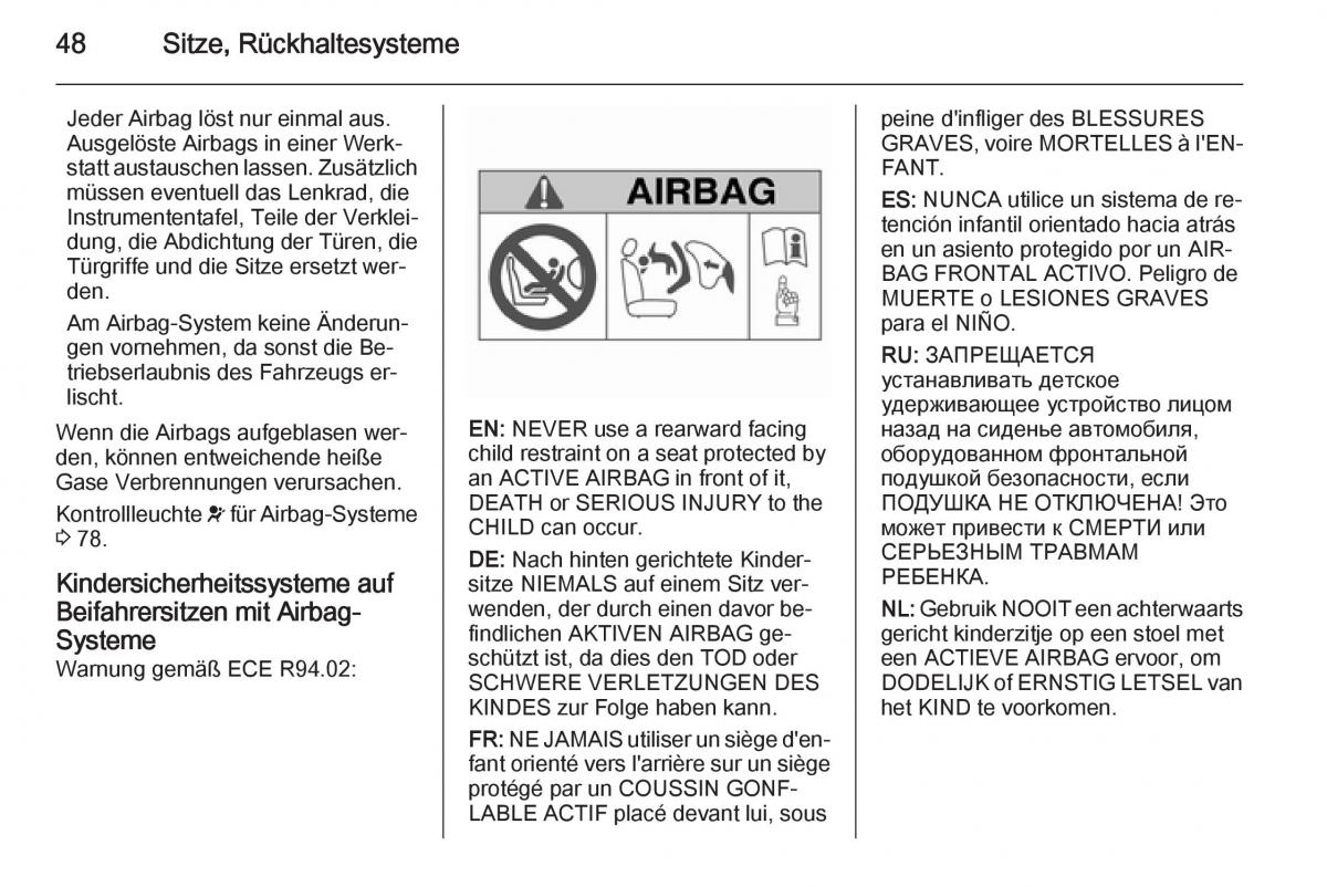 Opel Ampera Handbuch / page 50