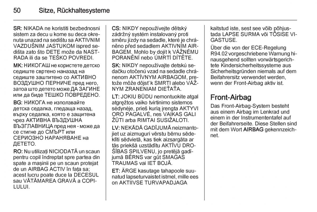 Opel Ampera Handbuch / page 52