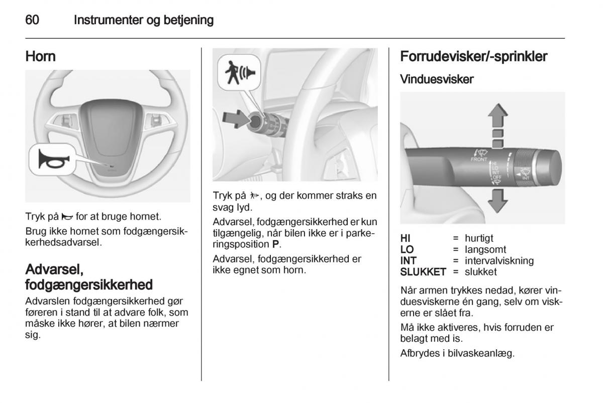 Opel Ampera Bilens instruktionsbog / page 62