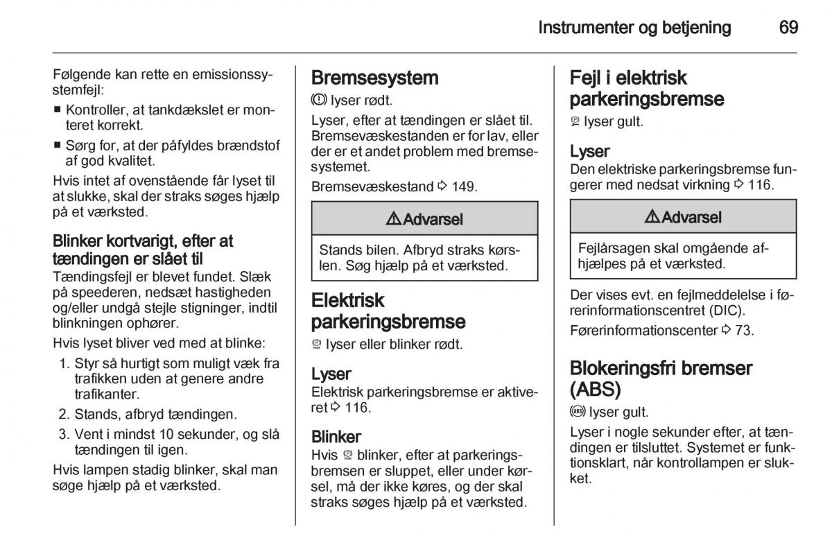 Opel Ampera Bilens instruktionsbog / page 71