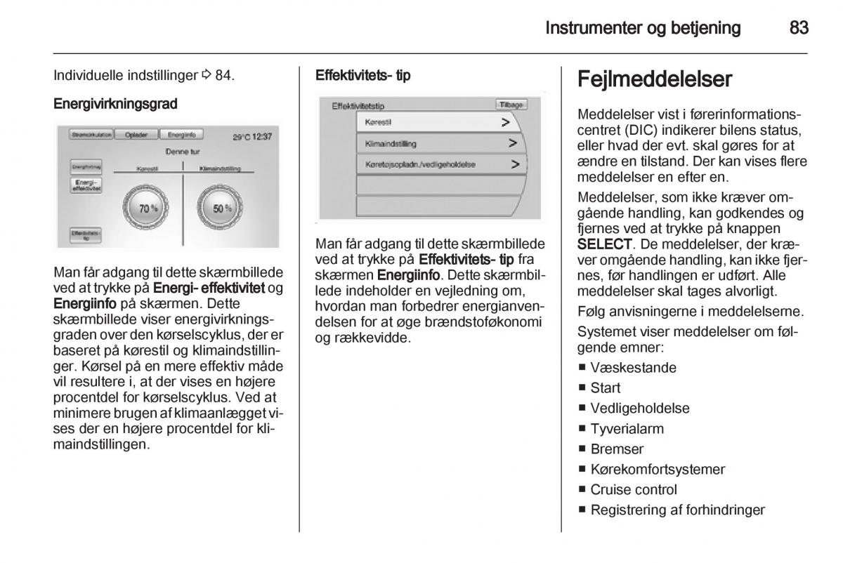 Opel Ampera Bilens instruktionsbog / page 85