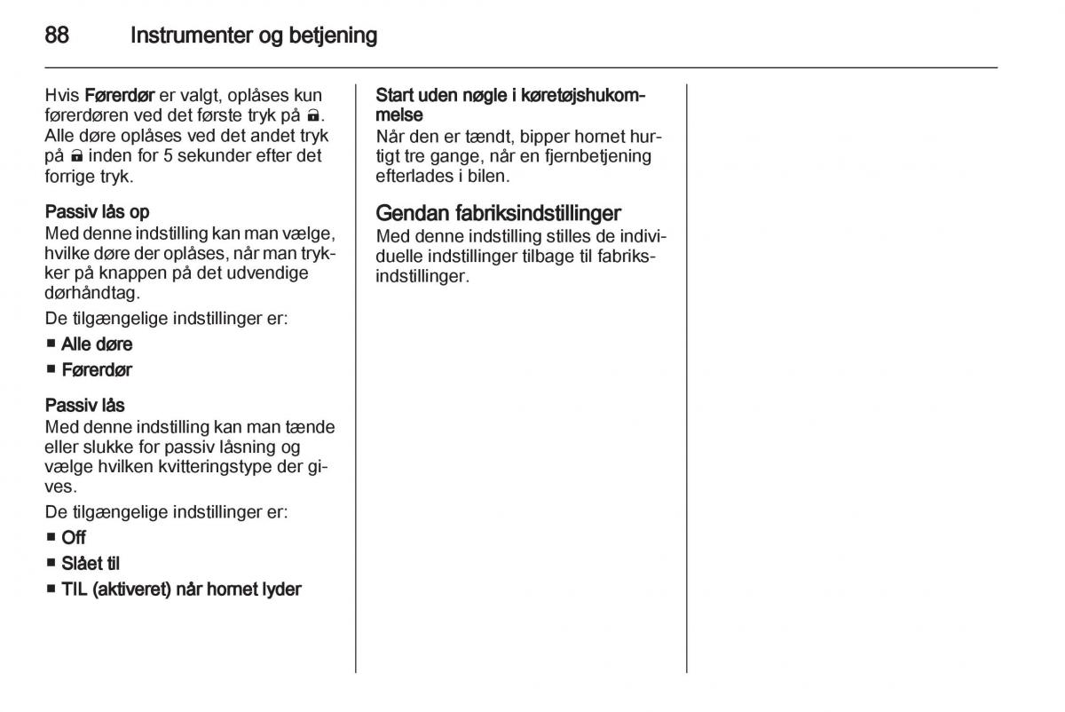 Opel Ampera Bilens instruktionsbog / page 90