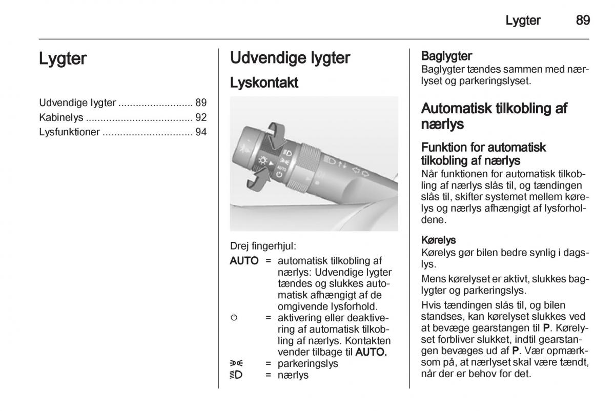 Opel Ampera Bilens instruktionsbog / page 91