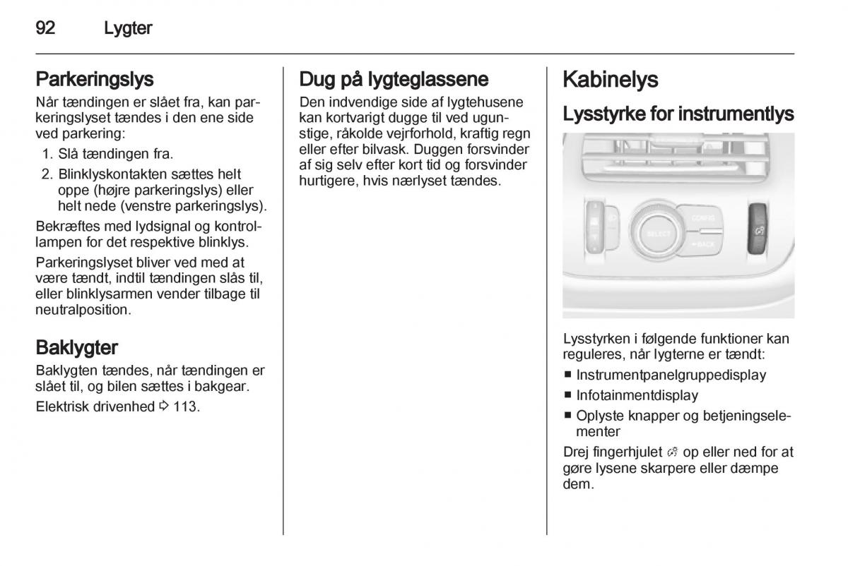 Opel Ampera Bilens instruktionsbog / page 94