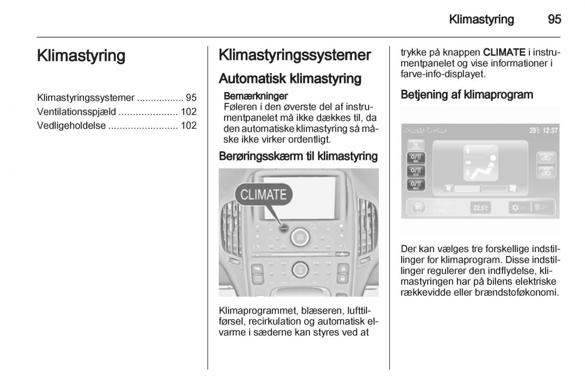 Opel Ampera Bilens instruktionsbog / page 97